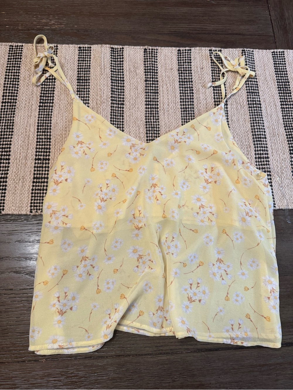 Peach Love California Yellow Floral Tie-Strap Cami